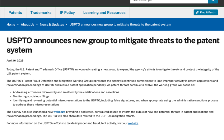 【重要提醒】USPTO成立專利欺詐檢測工作組：中國企業(yè)申請美國專利須警惕新風(fēng)險